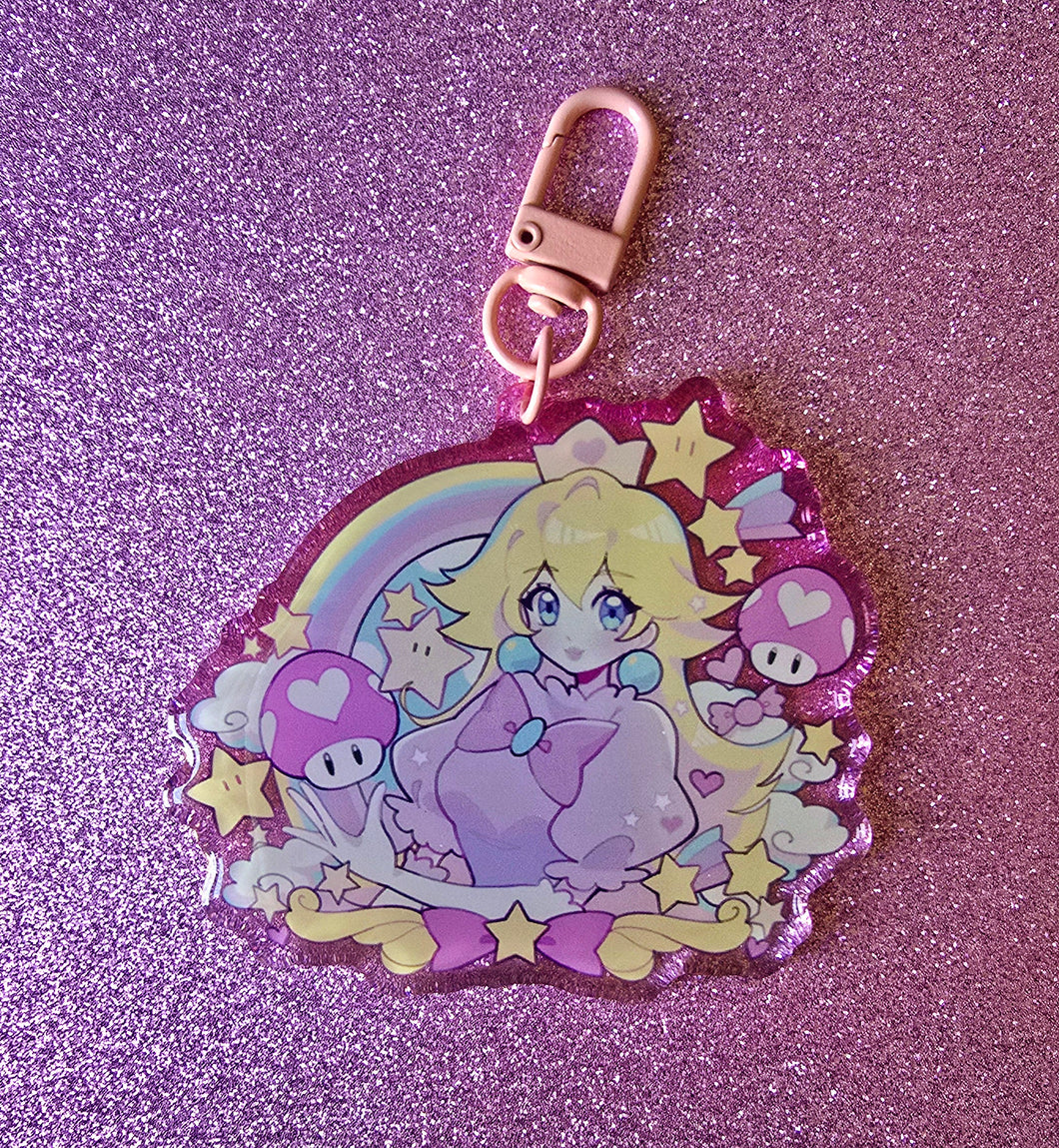 Gradient transparent Peach Keychain